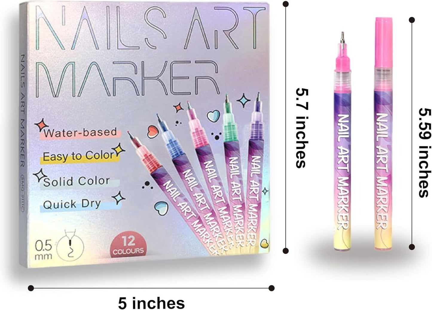 12 Farben 3D Nagelkunst Stift Set