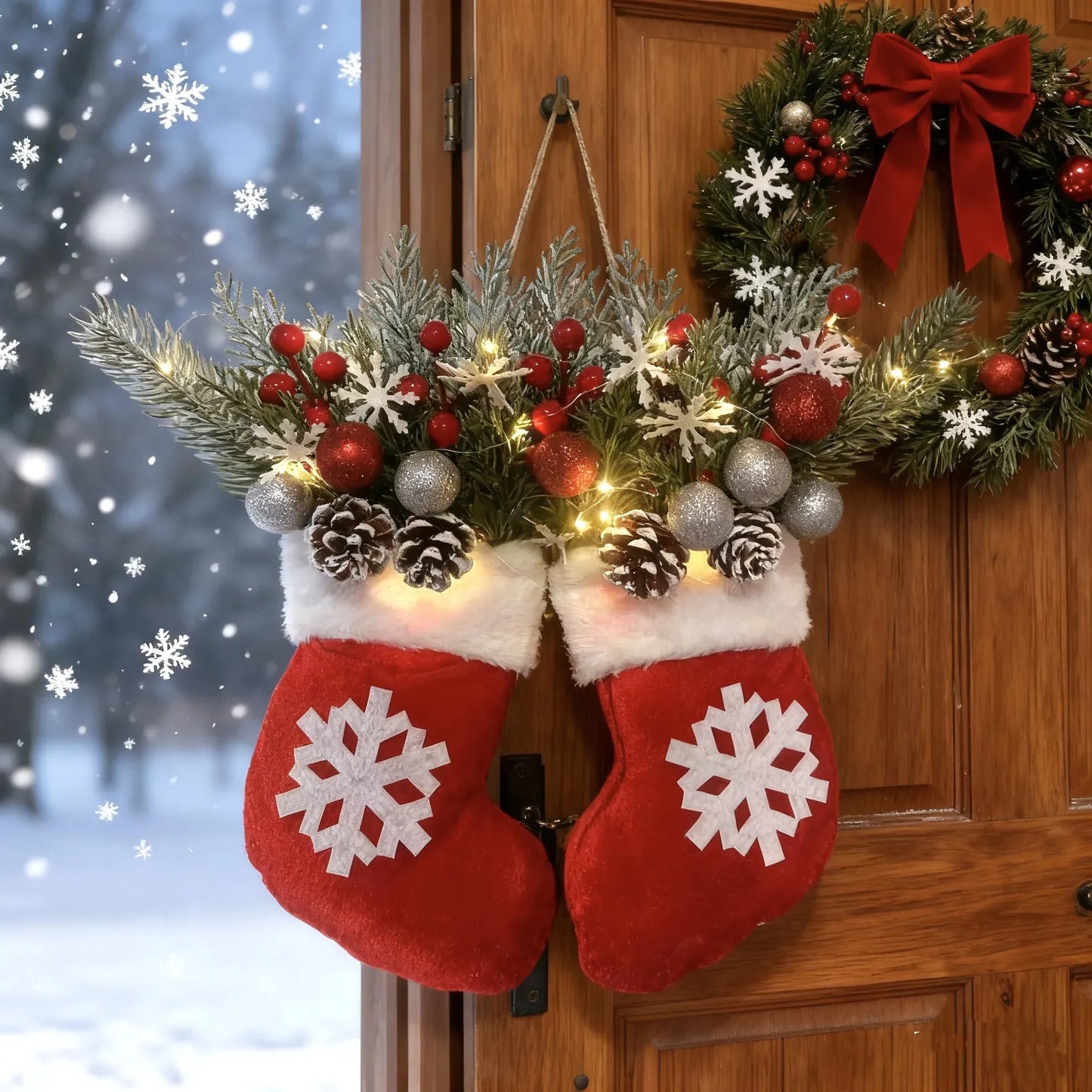 đHot Sale-50% OFFđĽTwinkling Christmas Mitten Wreath with LED Lightsâ¨