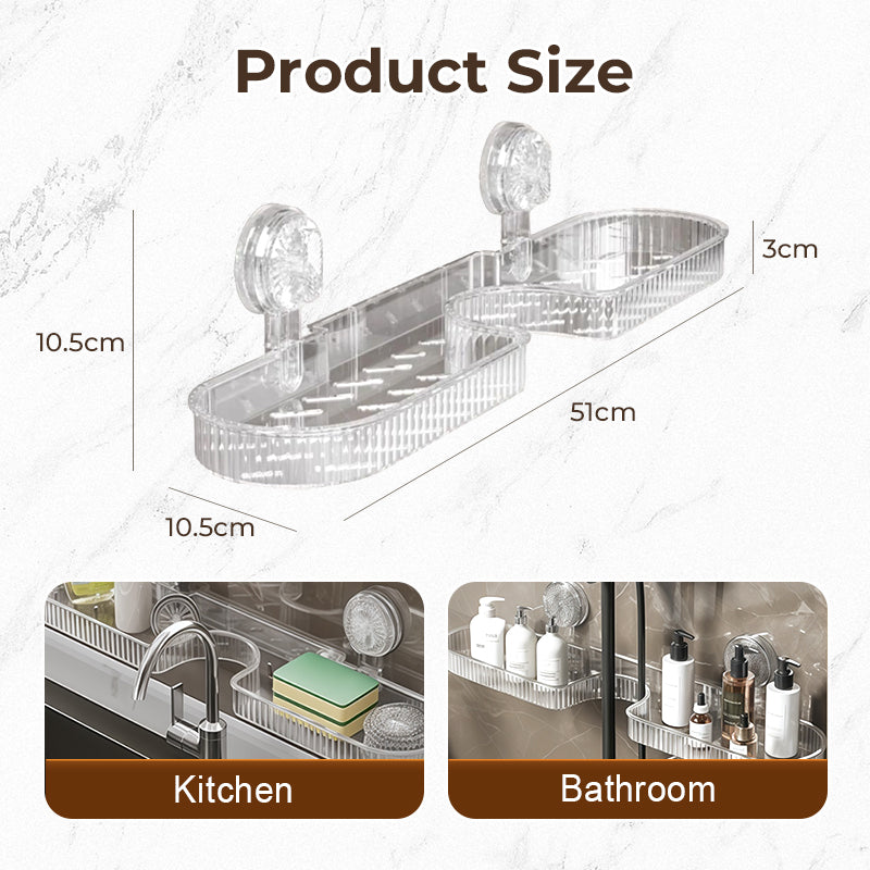 🚰 50% OFF HOT SALE 2025! ✨ Universal Removable Faucet Storage Rack - Expandable Design with Drainage Holes for Kitchen & Bathroom Organization 🛁💫