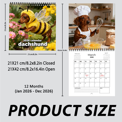 2026 Dachshund Wall Calendar – Cute Sausage Dog 12-Month Planner for Dog Lovers