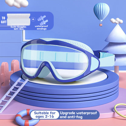 HD children's large frame waterproof and anti-fog swimming goggles