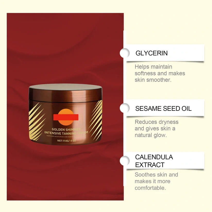 🔥2025 Summer Hot Sale- Gold Shimmer Intensive Tanning Gel | Browning & Bronzing Tan Accelerator | Water-Resistant with Carrot and Coconut Oil | Vitamin A & E For Moisture & Hydration | 5 Fl Oz + Spatula💖