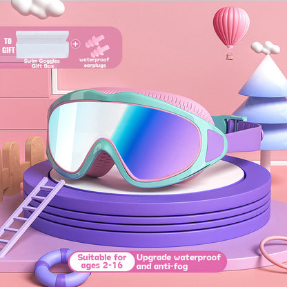 HD children's large frame waterproof and anti-fog swimming goggles