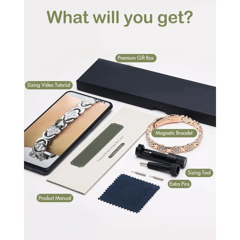 GlamClover Infinity Clover Copper Magnetic Bracelet with Adjuster