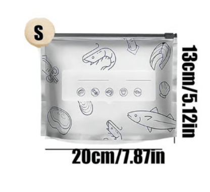 (30pcs )Reusable Aluminum Foil Sealable Storage Bags, 2025 New Resealable Vacuum Zipper Pouches for Food, Stand Up Foil Sealable Bags with Label and Zip Lock for Vegetable Fruit Meat