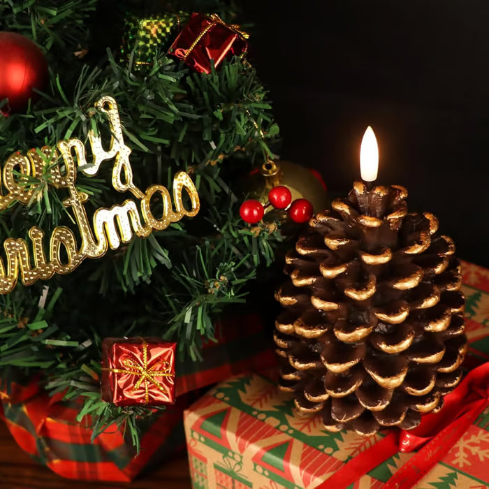 🎅Last Day 50% Off🔥Flameless Pinecone Candles Battery Operated with 6 Hour Timer