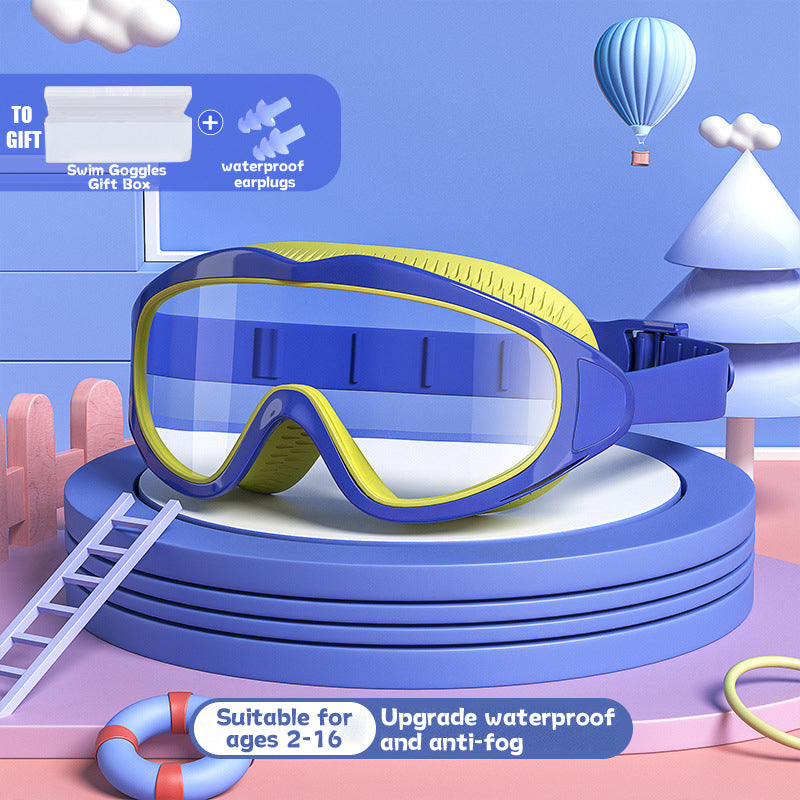 HD children's large frame waterproof and anti-fog swimming goggles