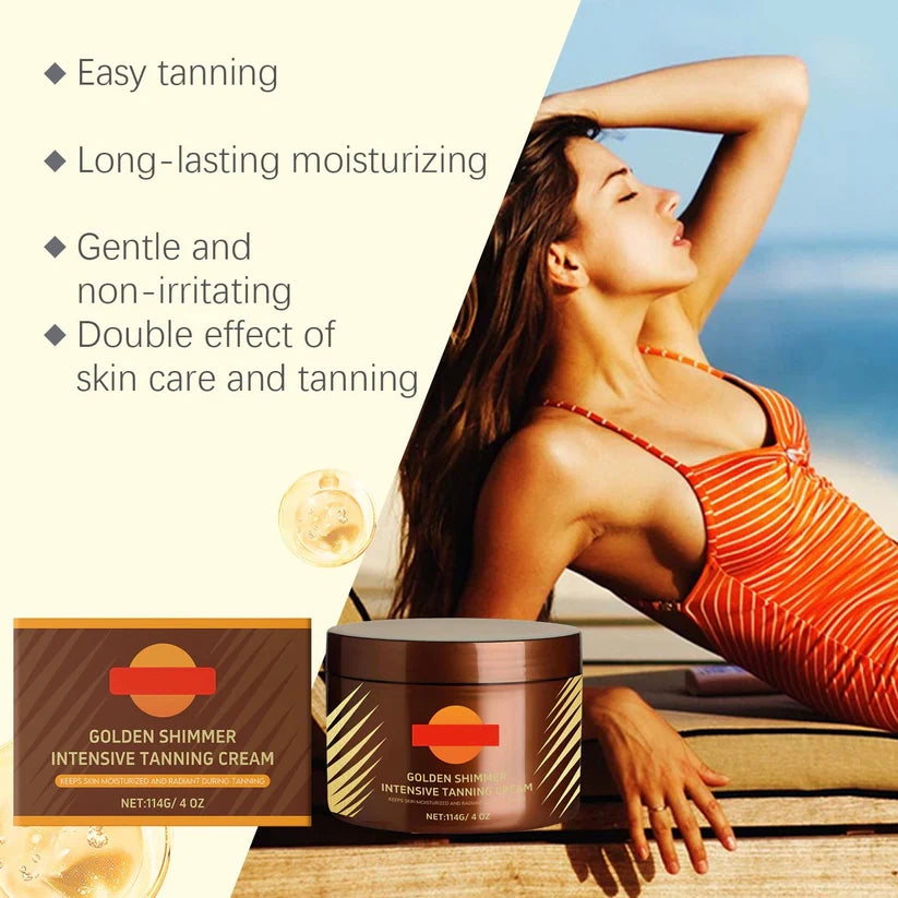 🔥2025 Summer Hot Sale- Gold Shimmer Intensive Tanning Gel | Browning & Bronzing Tan Accelerator | Water-Resistant with Carrot and Coconut Oil | Vitamin A & E For Moisture & Hydration | 5 Fl Oz + Spatula💖