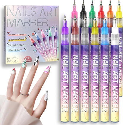 12 Farben 3D Nagelkunst Stift Set