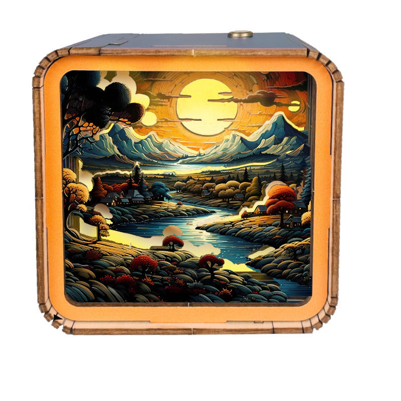 Warm Christmas Eve - 3D Wooden Puzzle Night Light