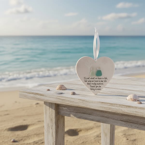 Heart-Shaped Sea Glass Friendship Decor🌊✨ Shaped by Nature & Crafted by Hand💝