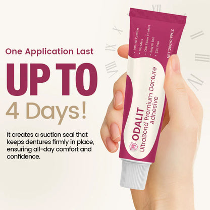 ODALIT UltraBond Premium Denture Adhesive 🔥(Clinically Proven 4-Day Hold for Secure, Comfortable & Zinc-Free Denture Fit 🦷)