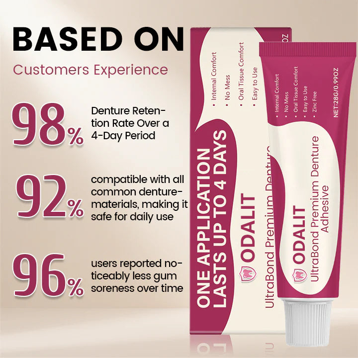ODALIT UltraBond Premium Denture Adhesive 🔥(Clinically Proven 4-Day Hold for Secure, Comfortable & Zinc-Free Denture Fit 🦷)