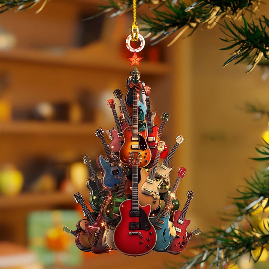 🎸🎵2026 New Arrivals-Rockin' Around The Guitar Christmas Tree Ornament(2D)
