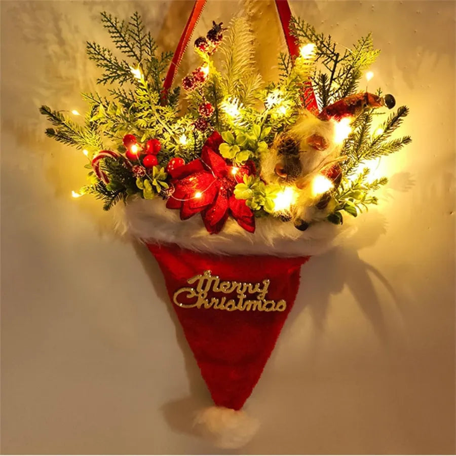 🎄Hot Sale-50% OFF🥊Twinkling Christmas Mitten Wreath with LED Lights✨