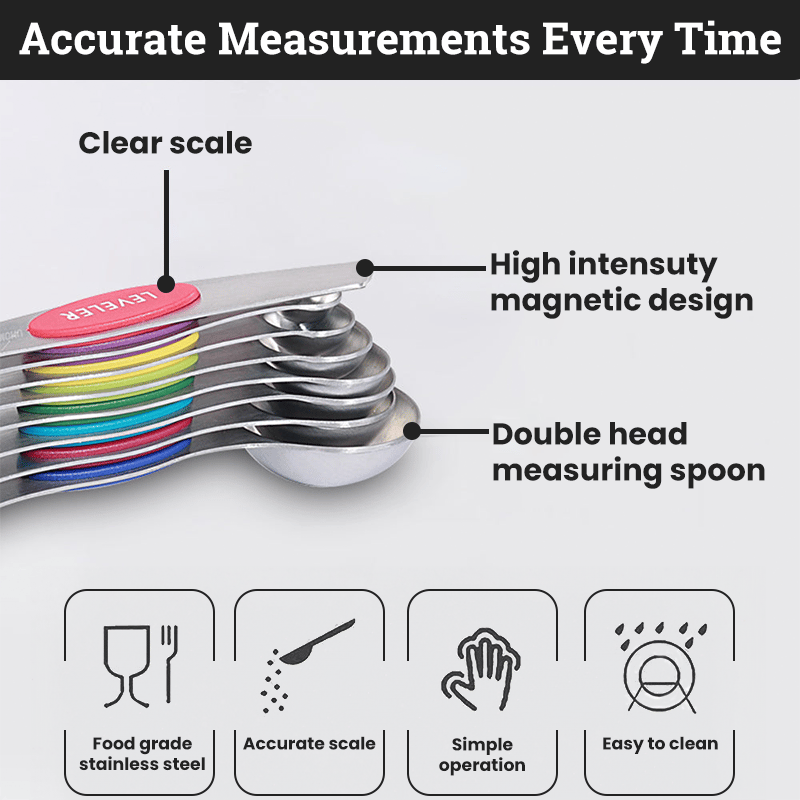 🔥LAST DAY SALE 49% OFF - Stainless Steel Magnetic Measuring Spoons Set