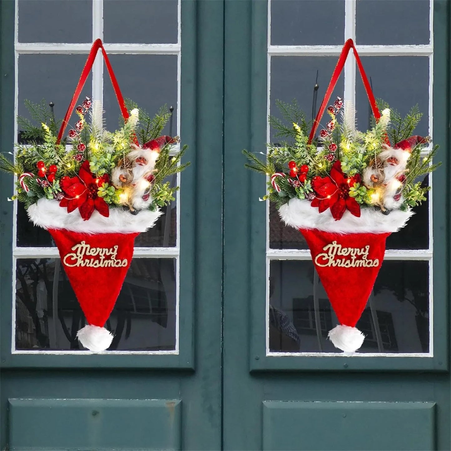 🎄Hot Sale-50% OFF🥊Twinkling Christmas Mitten Wreath with LED Lights✨