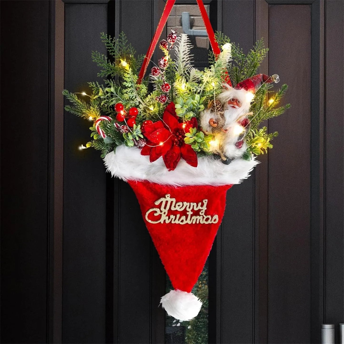 🎄Hot Sale-50% OFF🥊Twinkling Christmas Mitten Wreath with LED Lights✨