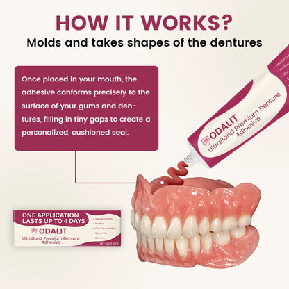 ODALIT UltraBond Premium Denture Adhesive 🔥(Clinically Proven 4-Day Hold for Secure, Comfortable & Zinc-Free Denture Fit 🦷)