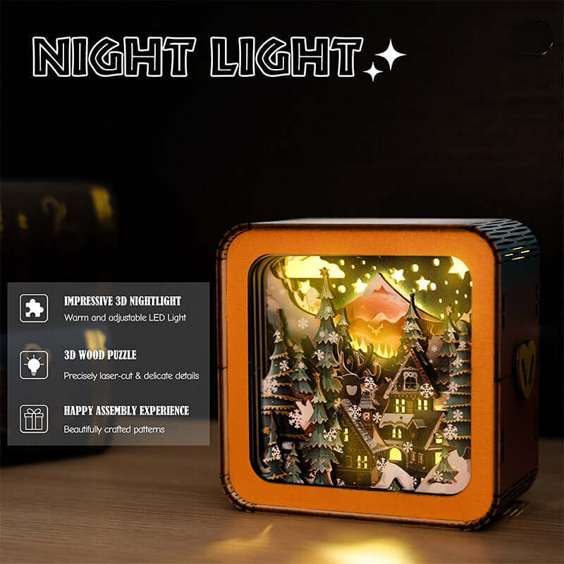 Warm Christmas Eve - 3D Wooden Puzzle Night Light