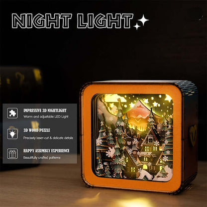 Warm Christmas Eve - 3D Wooden Puzzle Night Light