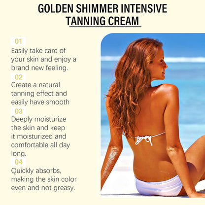 🔥2025 Summer Hot Sale- Gold Shimmer Intensive Tanning Gel | Browning & Bronzing Tan Accelerator | Water-Resistant with Carrot and Coconut Oil | Vitamin A & E For Moisture & Hydration | 5 Fl Oz + Spatula💖