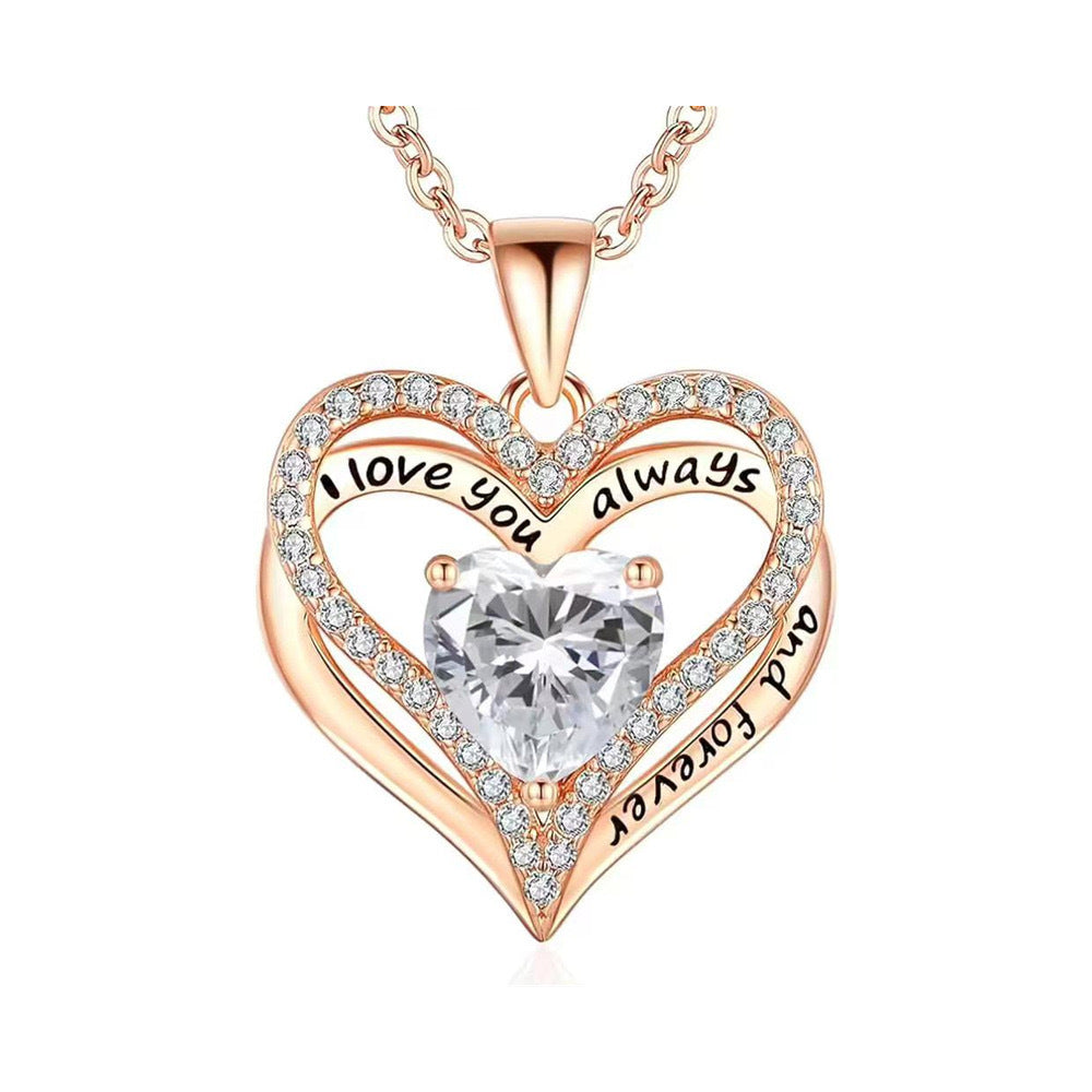 S925 Sterling Silver Necklace for Women Wife Rose Gold Mom Girlfriend Daughter Heart