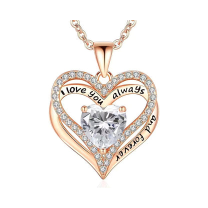 S925 Sterling Silver Necklace for Women Wife Rose Gold Mom Girlfriend Daughter Heart
