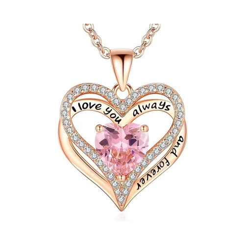 S925 Sterling Silver Necklace for Women Wife Rose Gold Mom Girlfriend Daughter Heart