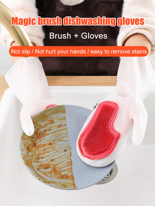 Household magic brush dishwashing gloves