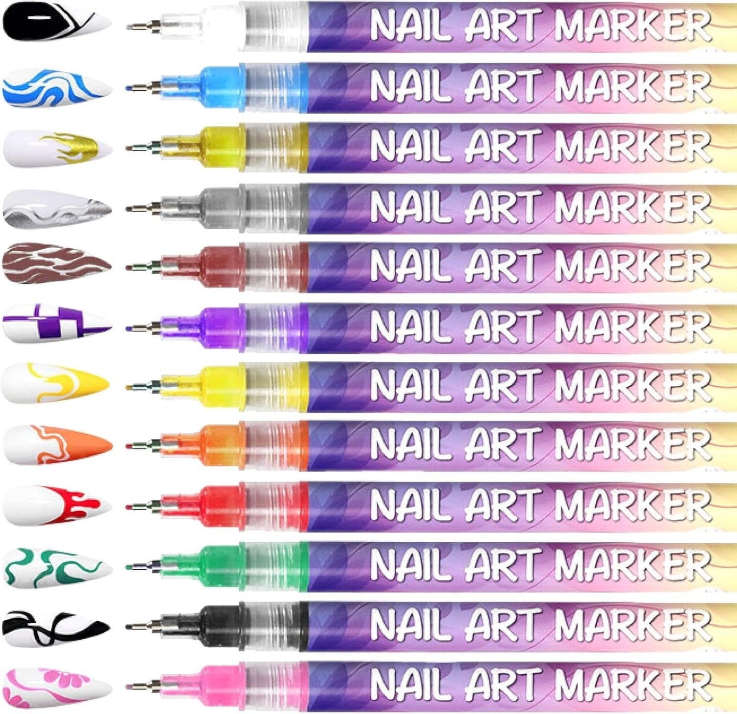 12 Farben 3D Nagelkunst Stift Set