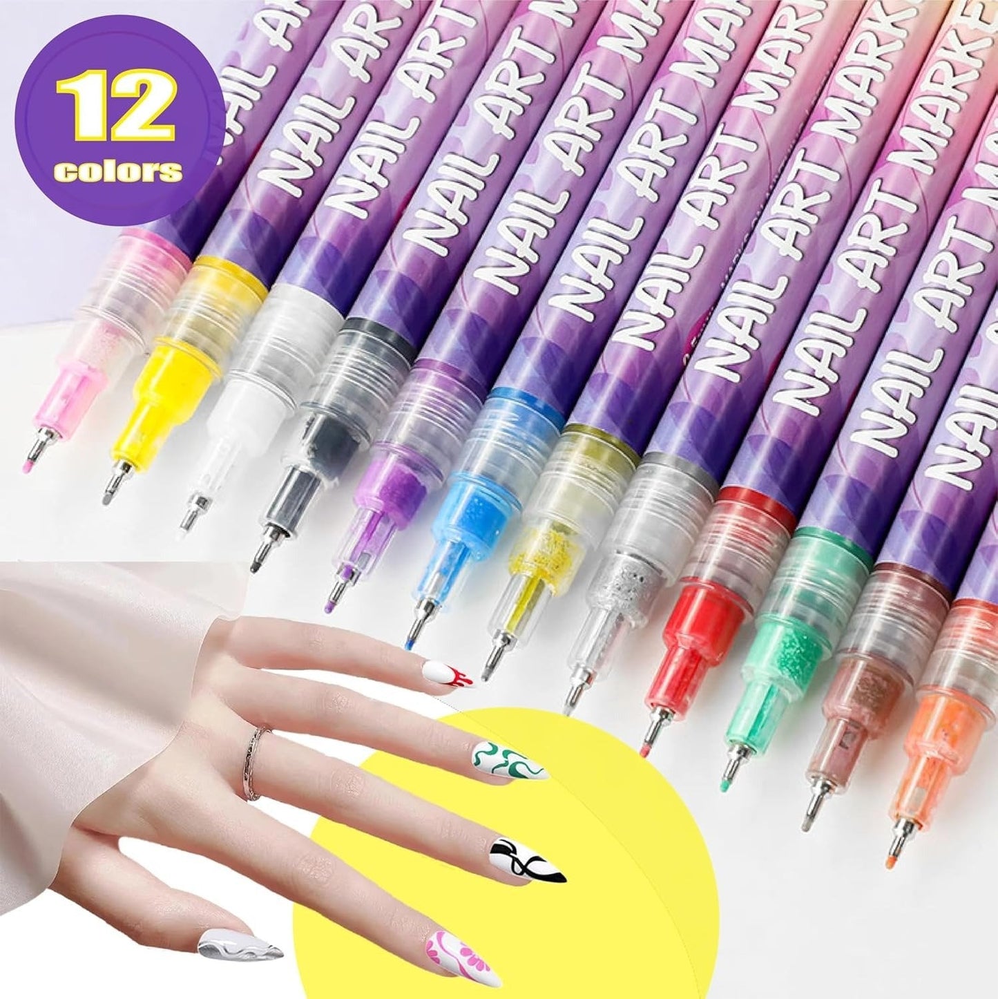 12 Farben 3D Nagelkunst Stift Set