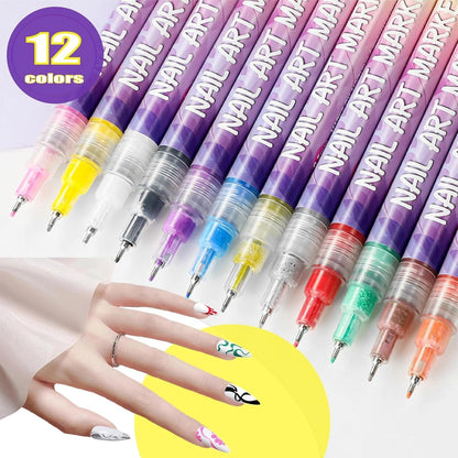12 Farben 3D Nagelkunst Stift Set
