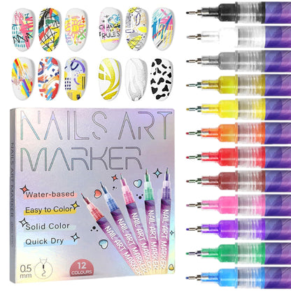 12 Farben 3D Nagelkunst Stift Set