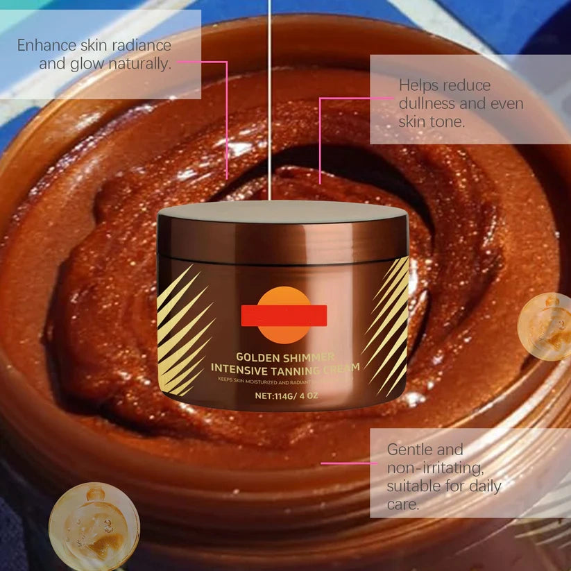 🔥2025 Summer Hot Sale- Gold Shimmer Intensive Tanning Gel | Browning & Bronzing Tan Accelerator | Water-Resistant with Carrot and Coconut Oil | Vitamin A & E For Moisture & Hydration | 5 Fl Oz + Spatula💖