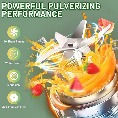 BPA-Free Electric Citrus Juicer 17 oz, Straw, Two Lids, Portable Blender for Smoothies, Shakes, Food Prep & Frozen Blending - Outdoorfun