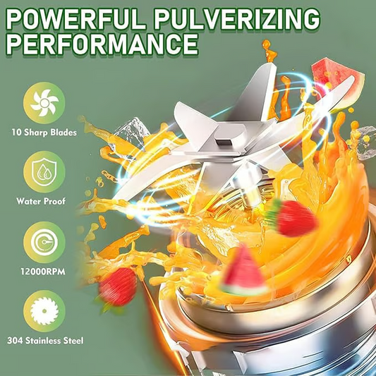 BPA-Free Electric Citrus Juicer 17 oz, Straw, Two Lids, Portable Blender for Smoothies, Shakes, Food Prep & Frozen Blending - Outdoorfun