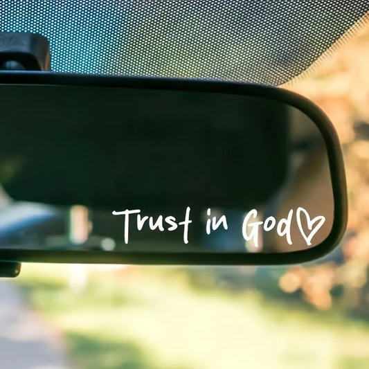 💫Trust in God Car Rearview Mirror Sticker🚗Car Rearview Mirror Decal, Inspirational Vinyl Sticker✝️Ideal Christian Gift