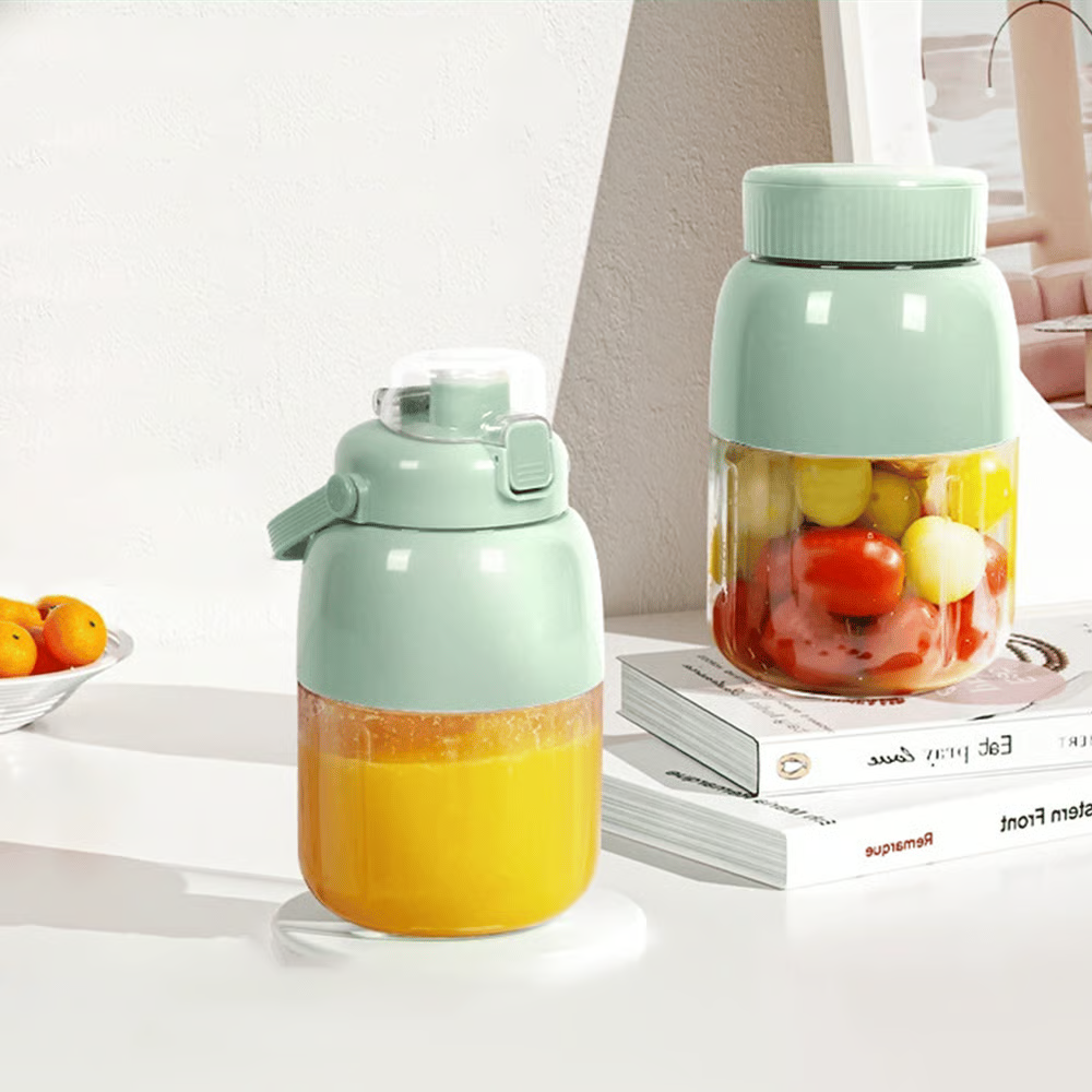 BPA-Free Electric Citrus Juicer 17 oz, Straw, Two Lids, Portable Blender for Smoothies, Shakes, Food Prep & Frozen Blending - Outdoorfun