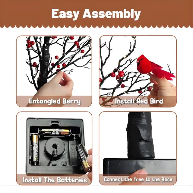🎄CHRISMAS EARLY SALE 50% OFF🎄Christmas Lighted Mini LED Tree With Red Berries