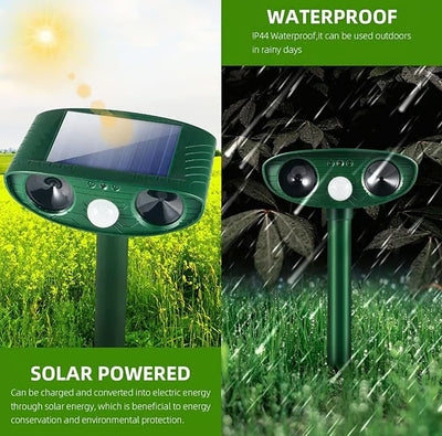 Solar Animal Deterrent Device 🦝 Ultrasonic + Strong Light Dual Repulsion 💡, IP65 Waterproof ☔, Keep Animals Away from Your Home! 🏡